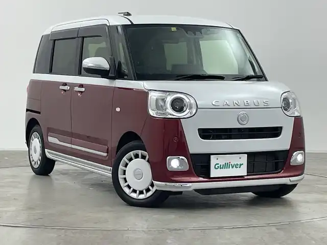 ダイハツ ムーヴ キャンバス ストライプス G ターボ 群馬県 2022(令4)年 3.9万km シャイニングホワイトパール/ファイアークォーツレッドメタリック 純正１０型ナビ　フルセグＴＶ　全周囲カメラ　衝突被害軽減システム　アダクティブクルーズコントロール　両側電動スライドドア　シートヒーター　ステアリングスイッチ　プッシュスタート　ＥＴＣ　ＬＥＤ　禁煙車