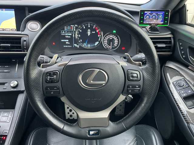 レクサス ＲＣ Ｆ 山口県 2015(平27)年 7.4万km ホワイトノーヴァガラスフレーク 純正ナビ/DVD/BT/SD/AM/FM/AUX/フルセグTV/バックカメラ/シートヒーター/シートベンチレーション/社外マフラー/パドルシフト/前方ドライブレコーダー/オートハイビーム/電動テレスコチルト/ブラインドスポットモニター/レーンキープアシスト/コーナーセンサー/オートライト/パワーシート/シートメモリー/ETC/電動格納ミラー/純正フロアマット