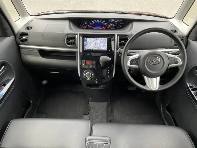 ダイハツ タント カスタムX トップED LTD SAⅢ 福岡県 2018(平30)年 6.8万km ファイアークォーツレッドM 社外7型ナビ/（BT/フルセグ/AM/FM/DISC/SD)/アラウンドビューモニター/バックカメラ/フロントカメラ/サイドカメラ/両側パワースライドドア/LEDヘッドライト/オートライト/オートマチックハイビーム/ハーフレザーシート/D席シートヒーター/TVキャンセラー/アイドリングストップ/横滑り防止装置/盗難防止装置/衝突被害軽減ブレーキ/コーナーセンサー/スマートキー/保証書/取扱説明書
