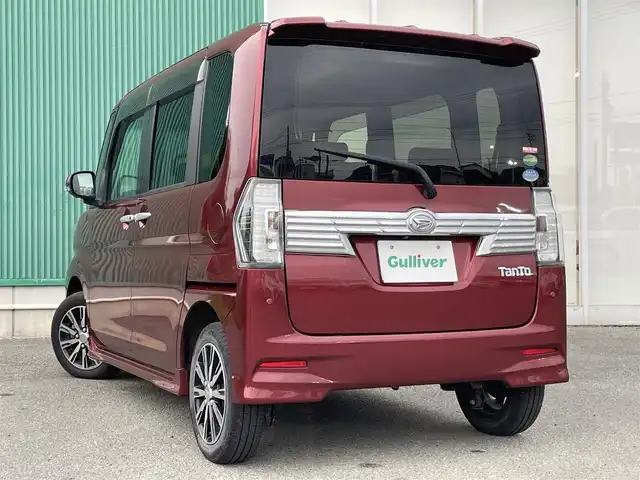 ダイハツ タント カスタムX トップED LTD SAⅢ 福岡県 2018(平30)年 6.8万km ファイアークォーツレッドM 社外7型ナビ/（BT/フルセグ/AM/FM/DISC/SD)/アラウンドビューモニター/バックカメラ/フロントカメラ/サイドカメラ/両側パワースライドドア/LEDヘッドライト/オートライト/オートマチックハイビーム/ハーフレザーシート/D席シートヒーター/TVキャンセラー/アイドリングストップ/横滑り防止装置/盗難防止装置/衝突被害軽減ブレーキ/コーナーセンサー/スマートキー/保証書/取扱説明書