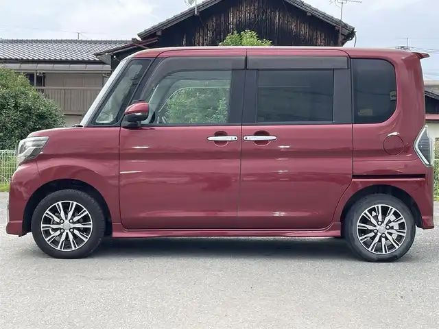 ダイハツ タント カスタムX トップED LTD SAⅢ 福岡県 2018(平30)年 6.8万km ファイアークォーツレッドM 社外7型ナビ/（BT/フルセグ/AM/FM/DISC/SD)/アラウンドビューモニター/バックカメラ/フロントカメラ/サイドカメラ/両側パワースライドドア/LEDヘッドライト/オートライト/オートマチックハイビーム/ハーフレザーシート/D席シートヒーター/TVキャンセラー/アイドリングストップ/横滑り防止装置/盗難防止装置/衝突被害軽減ブレーキ/コーナーセンサー/スマートキー/保証書/取扱説明書