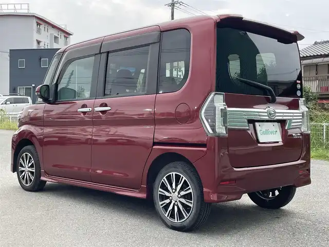 ダイハツ タント カスタムX トップED LTD SAⅢ 福岡県 2018(平30)年 6.8万km ファイアークォーツレッドM 社外7型ナビ/（BT/フルセグ/AM/FM/DISC/SD)/アラウンドビューモニター/バックカメラ/フロントカメラ/サイドカメラ/両側パワースライドドア/LEDヘッドライト/オートライト/オートマチックハイビーム/ハーフレザーシート/D席シートヒーター/TVキャンセラー/アイドリングストップ/横滑り防止装置/盗難防止装置/衝突被害軽減ブレーキ/コーナーセンサー/スマートキー/保証書/取扱説明書
