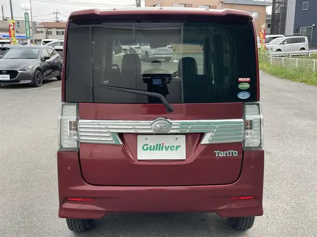ダイハツ タント カスタムX トップED LTD SAⅢ 福岡県 2018(平30)年 6.8万km ファイアークォーツレッドM 社外7型ナビ/（BT/フルセグ/AM/FM/DISC/SD)/アラウンドビューモニター/バックカメラ/フロントカメラ/サイドカメラ/両側パワースライドドア/LEDヘッドライト/オートライト/オートマチックハイビーム/ハーフレザーシート/D席シートヒーター/TVキャンセラー/アイドリングストップ/横滑り防止装置/盗難防止装置/衝突被害軽減ブレーキ/コーナーセンサー/スマートキー/保証書/取扱説明書
