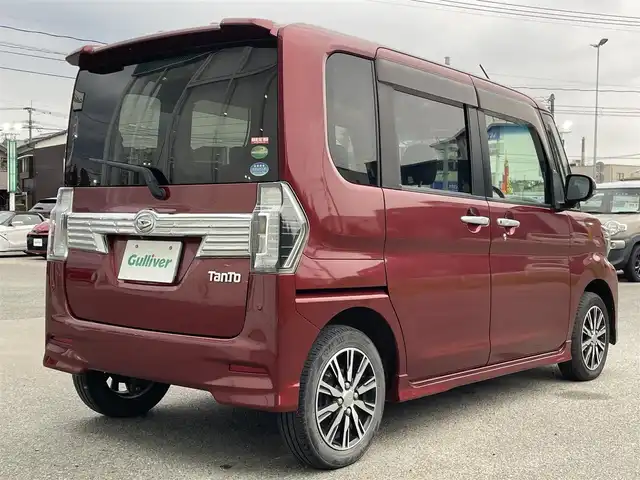 ダイハツ タント カスタムX トップED LTD SAⅢ 福岡県 2018(平30)年 6.8万km ファイアークォーツレッドM 社外7型ナビ/（BT/フルセグ/AM/FM/DISC/SD)/アラウンドビューモニター/バックカメラ/フロントカメラ/サイドカメラ/両側パワースライドドア/LEDヘッドライト/オートライト/オートマチックハイビーム/ハーフレザーシート/D席シートヒーター/TVキャンセラー/アイドリングストップ/横滑り防止装置/盗難防止装置/衝突被害軽減ブレーキ/コーナーセンサー/スマートキー/保証書/取扱説明書