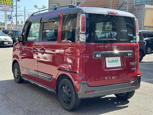 スズキ スペーシア ギア HYBRID XZターボ 大阪府 2020(令2)年 4.1万km フェニックスレッドパール/ガンメタリック2トーンルーフ ワンオーナー/純正8インチナビ（CN-RZ856）/・フルセグTV/CD/DVD/Bluetooth/SD/FM/AM/アラウンドビューモニター/ETC/前後ドライブレコーダー/(前：CA-DRZ3DZA／後：DRVR518S)/スズキセーフティサポート/・デュアルセンサーブレーキサポート/・リアパーキングセンサー/・車線逸脱警報/・標識認識機能（進入禁止）/・後退時ブレーキサポート/・後方誤発進抑制機能/・ESP/・ヘッドアップディスプレイ/前席シートヒーター/ステアリングスイッチ/クルーズコントロール/パドルシフト/オートライト/フォグランプ/ＬＥＤライト/革巻きステアリング/ルーフレール/両側パワースライドドア/スペアキー/Ｒ５年記録簿あり