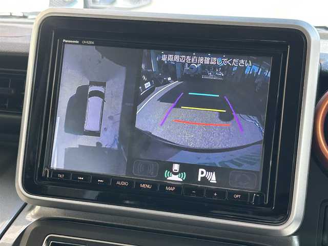 スズキ スペーシア ギア HYBRID XZターボ 大阪府 2020(令2)年 4.1万km フェニックスレッドパール/ガンメタリック2トーンルーフ ワンオーナー/純正8インチナビ（CN-RZ856）/・フルセグTV/CD/DVD/Bluetooth/SD/FM/AM/アラウンドビューモニター/ETC/前後ドライブレコーダー/(前：CA-DRZ3DZA／後：DRVR518S)/スズキセーフティサポート/・デュアルセンサーブレーキサポート/・リアパーキングセンサー/・車線逸脱警報/・標識認識機能（進入禁止）/・後退時ブレーキサポート/・後方誤発進抑制機能/・ESP/・ヘッドアップディスプレイ/前席シートヒーター/ステアリングスイッチ/クルーズコントロール/パドルシフト/オートライト/フォグランプ/ＬＥＤライト/革巻きステアリング/ルーフレール/両側パワースライドドア/スペアキー/Ｒ５年記録簿あり