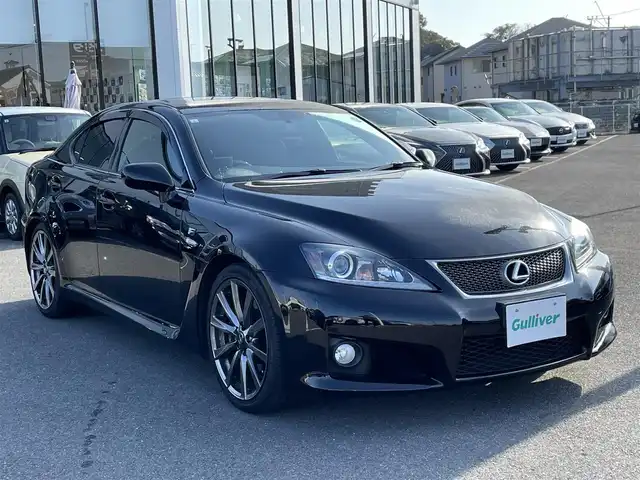 レクサス ＩＳ Ｆ 長崎県 2013(平25)年 5.6万km ブラック 純正HDDナビ/CD/DVD/BT/USB/AUX/フルセグTV/バックカメラ/サンルーフ/黒本革シート/前席パワーシート/前席メモリーシート/前席シートヒーター/トムスマフラー/ステアリングスイッチ/クルーズコントロール/パドルシフト/社外レーダー/オートライト/LEDヘッドライト/ビルトインETC