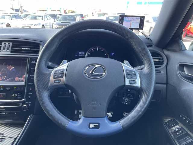 レクサス ＩＳ Ｆ 長崎県 2013(平25)年 5.6万km ブラック 純正HDDナビ/CD/DVD/BT/USB/AUX/フルセグTV/バックカメラ/サンルーフ/黒本革シート/前席パワーシート/前席メモリーシート/前席シートヒーター/トムスマフラー/ステアリングスイッチ/クルーズコントロール/パドルシフト/社外レーダー/オートライト/LEDヘッドライト/ビルトインETC