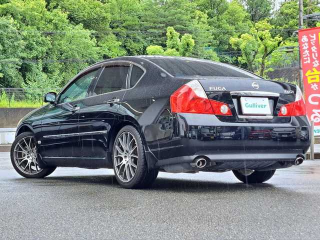 日産 フーガ 350GT スポーツパッケージ 大阪府 2006(平18)年 9.6万km スーパーブラック /禁煙車//純正ナビ//6CDCH/ラジオ/アナログTV//バックカメラ・左サイドカメラ//ウッド調パネル//ビルトインETC//AFS//HID//純正マット・バイザー//RAYS19AW//前席パワーシート【D席メモリ付き】//ハーフレザーシート