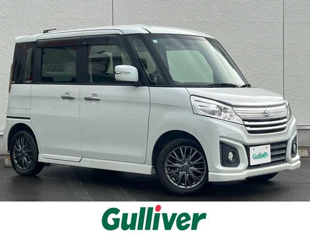 スズキ スペーシア カスタム XS ターボ 秋田県 2017(平29)年 6.9万km クリスタルホワイトP ターボ/両側パワースライドドア/衝突軽減システム/純正メモリナビ（DVD/CD/BT）/フルセグ（走行中視聴可能）/バックカメラ/社外１４インチアルミ（冬タイヤ装着）/スマートキー/アイドリングストップ/プッシュスタート/クルーズコントロール追従走行なし/レーンキープアシスト/パドルシフト/ステアリングスイッチ/ドライブレコーダー/運転席シートヒーター/ビルトインETC/純正フロアマット/純正ドアバイザー/オートライト/オートエアコン/パワーステアリング/パワーウィンドウ/横滑り防止/盗難防止装置/寒冷地仕様/電動格納ウィンカーミラー/保証書/取扱説明書/記録簿