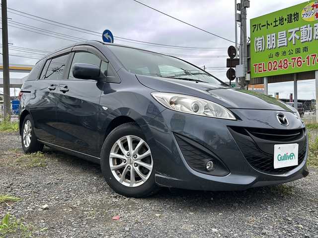 マツダ プレマシー 20E 福島県 2010(平22)年 11.2万km メトロポリタングレーマイカ 禁煙車/純正オーディオ(AM/FM/CD)/両側イージークローザードア/純正ドアバイザー/純正フロアマット/電動格納ミラー/純正鉄チンホイール付き冬タイヤ車載