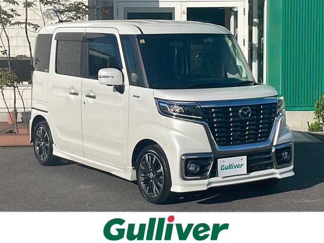 マツダ フレアワゴン カスタムスタイル ハイブリッド XS 青森県 2020(令2)年 10.6万km ピュアホワイトP 4WD/純正SDナビ・フルセグTV/CD・DVD・Bluetooth・SD/全方位モニター/両側パワースライドドア/合皮コンビシート/前席シートヒーター/ヘッドアップディスプレイ/デュアルセンサーブレーキサポート/レーンキープアシスト/ハイビームアシスト/リアパーキングセンサー/ビルトインETC/LEDヘッドライト/LEDフォグランプ/純正15インチアルミ/スマートキー/プッシュスタート