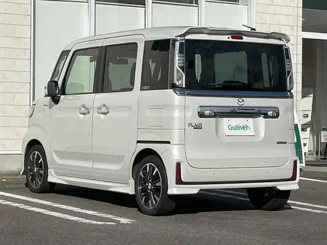 マツダ フレアワゴン ハイブリッド XS 宮崎県 2021(令3)年 5.5万km ピュアホワイトP 純正フルセグナビ/（DVD再生機能付き）（BT）/クルーズコントロール/アイドリングストップ/パーキングアシスト/パワースライドドア/パワーウィンドウ/パワーステアリング/バックカメラ/純正アルミホイール/コーナーセンサー/純正フロアマット/純正LEDヘッドライト/オートライト/横滑り防止装置/衝突被害軽減システム/盗難防止装置/エアバックW/ETC/ABS/AAC