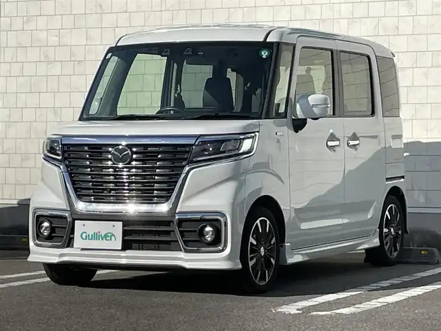 マツダ フレアワゴン ハイブリッド XS 宮崎県 2021(令3)年 5.5万km ピュアホワイトP 純正フルセグナビ/（DVD再生機能付き）（BT）/クルーズコントロール/アイドリングストップ/パーキングアシスト/パワースライドドア/パワーウィンドウ/パワーステアリング/バックカメラ/純正アルミホイール/コーナーセンサー/純正フロアマット/純正LEDヘッドライト/オートライト/横滑り防止装置/衝突被害軽減システム/盗難防止装置/エアバックW/ETC/ABS/AAC