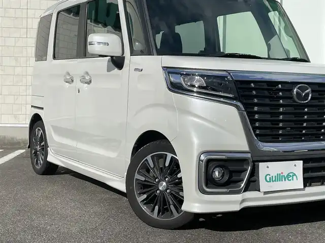 マツダ フレアワゴン ハイブリッド XS 宮崎県 2021(令3)年 5.5万km ピュアホワイトP 純正フルセグナビ/（DVD再生機能付き）（BT）/クルーズコントロール/アイドリングストップ/パーキングアシスト/パワースライドドア/パワーウィンドウ/パワーステアリング/バックカメラ/純正アルミホイール/コーナーセンサー/純正フロアマット/純正LEDヘッドライト/オートライト/横滑り防止装置/衝突被害軽減システム/盗難防止装置/エアバックW/ETC/ABS/AAC