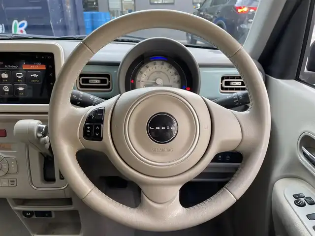 スズキ ラパン X 滋賀県 2015(平27)年 4.5万km フレンチミントパールメタリック 純正7インチナビ/【Bluetooth/CD/DVD/フルセグTV/USB】/全方位カメラ/衝突被害軽減ブレーキ/HIDヘッドライト/オートライト/D席シートヒーター/ETC/純正フロアマット/横滑り防止装置/純正14インチアルミホイール/オートエアコン/プッシュスタート/スマートキー