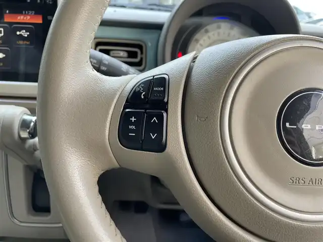 スズキ ラパン X 滋賀県 2015(平27)年 4.5万km フレンチミントパールメタリック 純正7インチナビ/【Bluetooth/CD/DVD/フルセグTV/USB】/全方位カメラ/衝突被害軽減ブレーキ/HIDヘッドライト/オートライト/D席シートヒーター/ETC/純正フロアマット/横滑り防止装置/純正14インチアルミホイール/オートエアコン/プッシュスタート/スマートキー