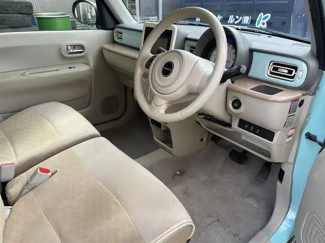 スズキ ラパン X 滋賀県 2015(平27)年 4.5万km フレンチミントパールメタリック 純正7インチナビ/【Bluetooth/CD/DVD/フルセグTV/USB】/全方位カメラ/衝突被害軽減ブレーキ/HIDヘッドライト/オートライト/D席シートヒーター/ETC/純正フロアマット/横滑り防止装置/純正14インチアルミホイール/オートエアコン/プッシュスタート/スマートキー