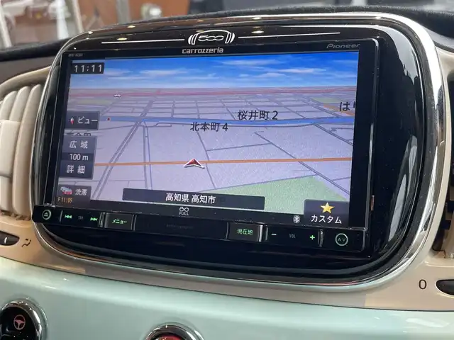 フィアット ５００ 1．2 ポップ 高知県 2018(平30)年 2.5万km LATTE MENTA ワンオーナー/社外ナビ（AVIC-RZ801-D）/　【AM/FM/フルセグTV/BT/CD/DVD】/バックカメラ/純正フロアマット/純正１５インチAW/ETC