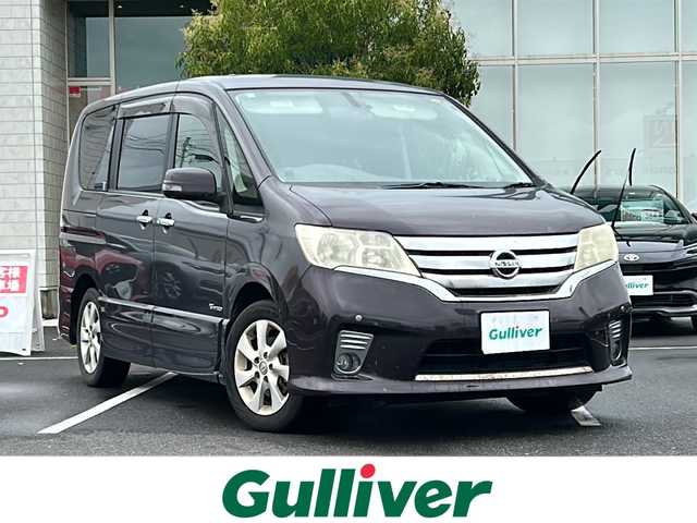 日産 セレナ ハイウェイS G Sハイブリッド 鹿児島県 2012(平24)年 17.8万km オーロラモーヴ 純正ナビ　/ＴＶ　/バックカメラ　/前後ドライブレコーダー　/ＥＴＣ　/Ｂｌｕｅｔｏｏｔｈ接続　/両側パワースライドドア　/クルーズコントロール　/純正アルミホイール　/フロアマット　/３列シート　/ウォークスルー/バックソナー/横滑り防止装置/オートライト/アイドリングストップ/スペアキー/盗難防止装置/電動格納ミラー