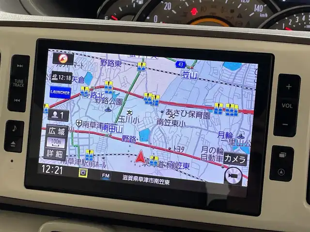 ダイハツ ムーヴ キャンバス G メイクアップ リミテッド　SAⅢ 滋賀県 2021(令3)年 4.8万km パールホワイトⅢ/ナチュラルベージュマイカメタリック 2トーン 純正8インチナビ/【Bluetooth/CD/DVD/SD/フルセグTV】/全方位カメラ/オートマチックハイビーム/衝突軽減ブレーキ/リアソナー/両側パワースライドドア/LEDヘッドライト/オートライト/ETC/前方ドライブレコーダー/ドアバイザー/プッシュスタート/スマートキー/ステアリングリモコン/純正フロアマット