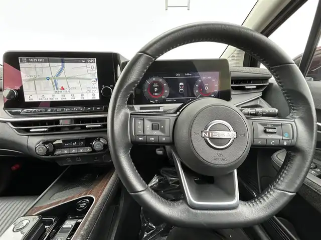 日産 オーラ G レザーエディション 愛媛県 2023(令5)年 1.4万km バーガンディー BOSEサウンド/アラウンドビューモニター/追従クルコン/前方ドラレコ/レザーシート/applecarplay/デジタルインナーミラー/C-TYPE充電/USB/ワイヤレス充電/前後コーナーセンサー/LED/オートライト/ビルトインETC2.0/純正ナビ/Bluetooth/フルセグTV/純正フロアマット/純正17インチアルミホイール