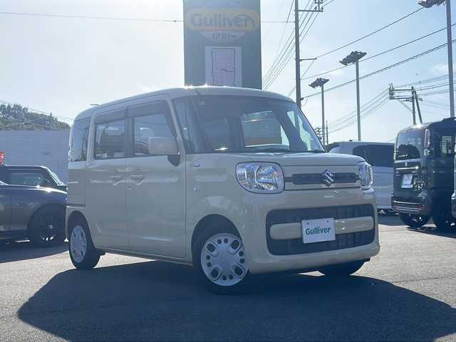 スズキ スペーシア HYBRID G 山口県 2018(平30)年 2.1万km シフォンアイボリーM ワンオーナー　/バックカメラ　/両側スライドドア　/Ｐａｎａｓｏｎｉｃ７型ナビ/AM/FM/CD/DVD/Bluetooth/iPod/スマートキー×２　/オートライト　/コーナーセンサー　/車線逸脱警報　/衝突被害軽減ブレーキ　/純正フロアマット/アイドリングストップ/ドアバイザー/取扱説明書/保証書