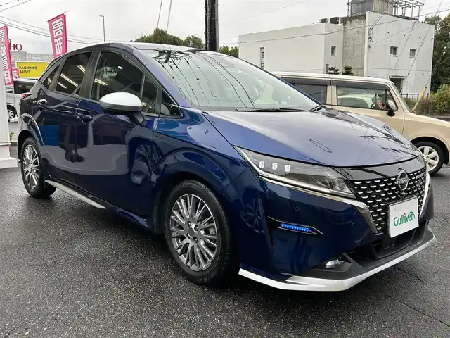 日産 ノート オーテック 愛知県 2021(令3)年 2.9万km オーロラフレアブルーパール ワンオーナー/純正ナビ/フルセグテレビ/Bluetooth/純正アルミホイール/プロパイロット/レザーシート/インテリジェントクルーズコントロール/インテリジェントエマージェシーーブレーキ/アラウンドビューカメラ/BSW 後側方車両検知警報/LDW/ビルトインETC/取説、保証書、スペアキー