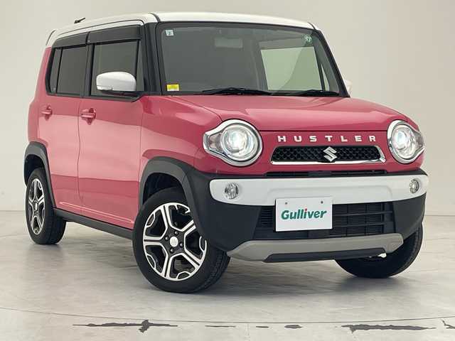 スズキ ハスラー X 沖縄県 2017(平29)年 6.5万km キャンディピンクメタリック/ホワイト2トーンルーフ 純正８インチナビ/　(ＣＤ　ＤＶＤ　フルセグＴＶ　Ｂｌｕｅｔｏｏｔｈ)/バックカメラ/デュアルカメラブレーキサポート/前席シートヒーター/アイドリングストップ/オートライト/純正アルミホイール/純正ドアバイザー/社外フロアマット/プッシュスタート/スマートキー/スペアキー有り