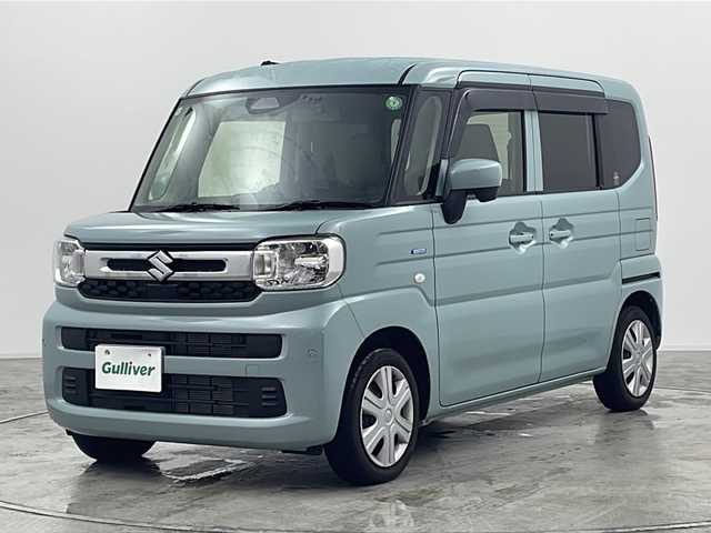 スズキ スペーシア HYBRID X 群馬県 2024(令6)年 1万km オフブルーM デュアルブレードサポート　レーンキープ　社外７インチナビ　フルセグ　ＣＤ　ＤＶＤ　Ｂｌｕｅｔｏｏｔｈ　フルセグ　バックカメラ　シートヒーター　前後ドライブレコーダー　両側パワースライドドア　スマートキ