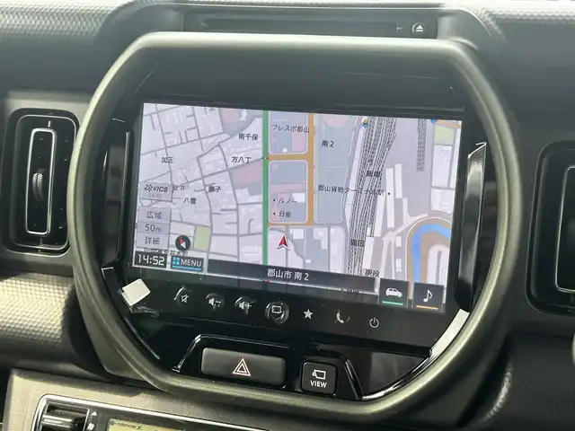 スズキ ハスラー タフワイルド 福島県 2024(令6)年 0.6万km ブルーイッシュブラックパール3 スズキコネクト対応車/スズキセーフティーサポート/・デュアルセンサーブレーキサポート/・ハイビームアシスト/・車線逸脱警報機能/・誤発進抑制機能/・ふらつき警報機能/・先行車発進お知らせ機能/・後退時ブレーキサポート/・後方誤発進抑制機能/・標識認識機能/純正9inメモリナビ/　【フルセグ/CD/DVD/BT/USB】/バックカメラ/全周囲カメラ/前席シートヒーター/LEDヘッドライト（AUTO機能付き）/　・フォグランプ/ヘッドライトレベライザー/ステアリングスイッチ/パーキングアシスト/コーナーセンサー/ルーフレール/アイドリングストップ/社外フロアマット/プッシュスタート