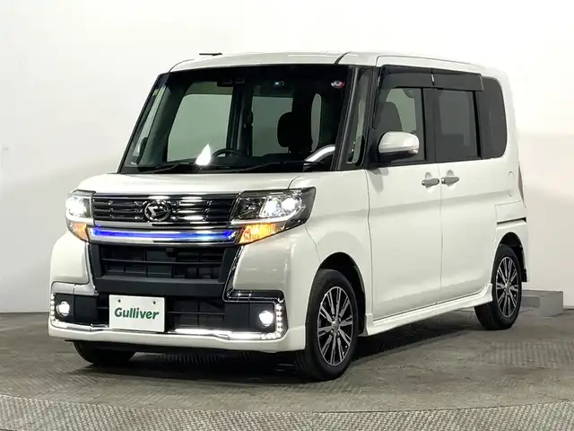 ダイハツ タント カスタム X トップED SA Ⅲ 大阪府 2018(平30)年 4.5万km パールホワイトⅢ 社外ナビ(フルセグ/DVD再生/Bluetooth) 衝突軽減 バックカメラ ETC 片側パワースライドドア シートヒーター レーンアシスト オートハイビーム 前後ドラレコ オートライト スマートキー