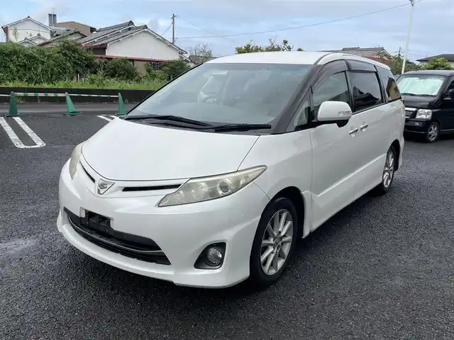 トヨタ エスティマ アエラス Gエディション 宮崎県 2012(平24)年 10万km ホワイトパールクリスタルシャイン /ワンセグテレビ//バックカメラ//フリップダウンモニター//ウィンカーミラー//オットマン//プッシュスタート//両側パワースライドドア//ETC//Bluetooth//取扱説明書