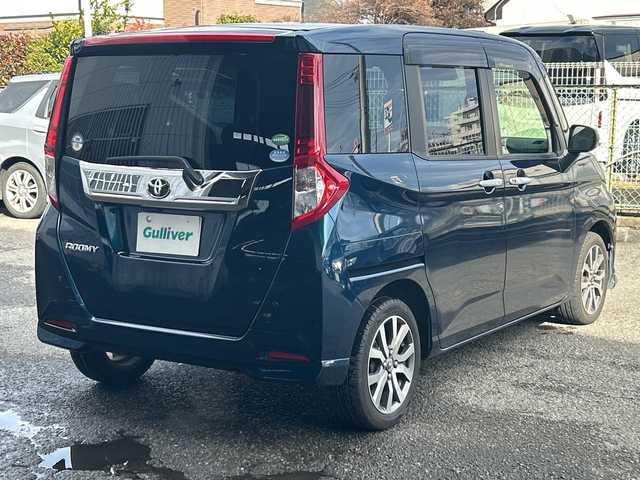 トヨタ ルーミー カスタムG－T 神奈川県 2017(平29)年 9.5万km ターコイズブルーマイカメタリック ワンオーナー/プッシュスタート/ビルトインETC/純正SDナビ/AM/FM/DISC/Bluetooth接続/地デジTV/クルーズコントロール/プリクラッシュ/アラウンドビューモニター/前席シートヒーター/横滑り防止装置/車線逸脱防止装置/オートライト/LEDライト/フォグライト/電動格納ミラー