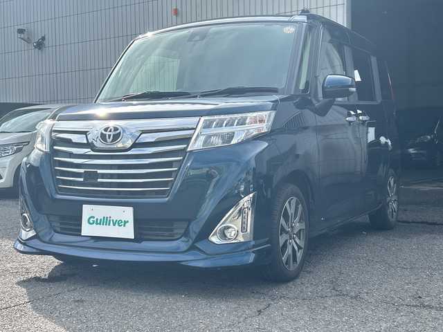 トヨタ ルーミー カスタムG－T 神奈川県 2017(平29)年 9.5万km ターコイズブルーマイカメタリック ワンオーナー/プッシュスタート/ビルトインETC/純正SDナビ/AM/FM/DISC/Bluetooth接続/地デジTV/クルーズコントロール/プリクラッシュ/アラウンドビューモニター/前席シートヒーター/横滑り防止装置/車線逸脱防止装置/オートライト/LEDライト/フォグライト/電動格納ミラー