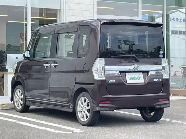 ダイハツ タント カスタム X SA 宮崎県 2014(平26)年 5.6万km プラムブラウンクリスタルマイカ 純正SDナビ/（CD/DVD/AM/FM/BT)/バックカメラ/フルセグTV/片側パワースライドドア/衝突防止機能/横滑り防止機能/アイドリングストップ/ステアリングストップ/ETC