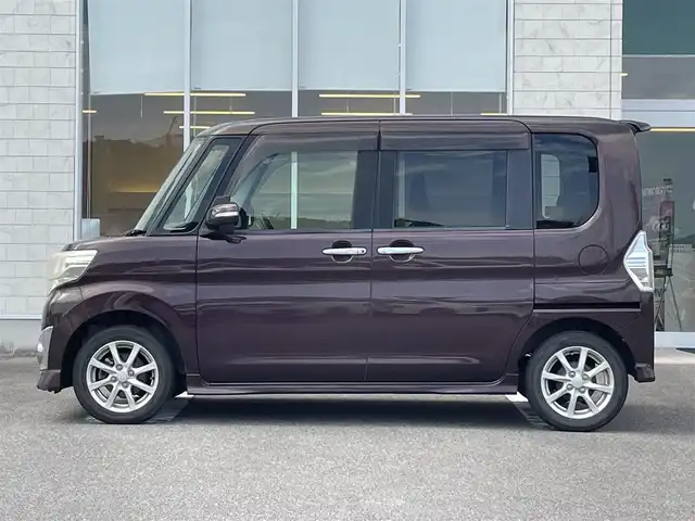 ダイハツ タント カスタム X SA 宮崎県 2014(平26)年 5.6万km プラムブラウンクリスタルマイカ 純正SDナビ/（CD/DVD/AM/FM/BT)/バックカメラ/フルセグTV/片側パワースライドドア/衝突防止機能/横滑り防止機能/アイドリングストップ/ステアリングストップ/ETC