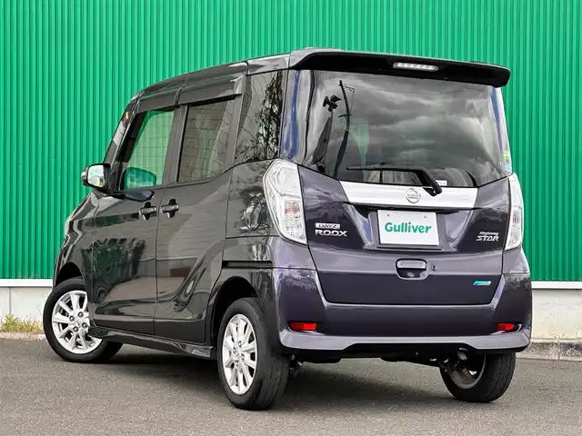 日産 デイズ ルークス ハイウェイスターX 宮城県 2016(平28)年 5.5万km プレミアムパープルP エマージェンシーブレーキ/踏み間違い防止アシスト/アラウンドビューモニター/社外ナビ（MDV-D304W）/・CD/SD/・ワンセグTV/前後ドライブレコーダー/革巻きステアリング/HIDヘッドライト/フォグランプ/スマートキー＆プッシュスタート/スペアキー1本/電動格納ミラー/純正14インチAW/フロアマット/ドアバイザー/W/サイドエアバッグ/取扱説明書