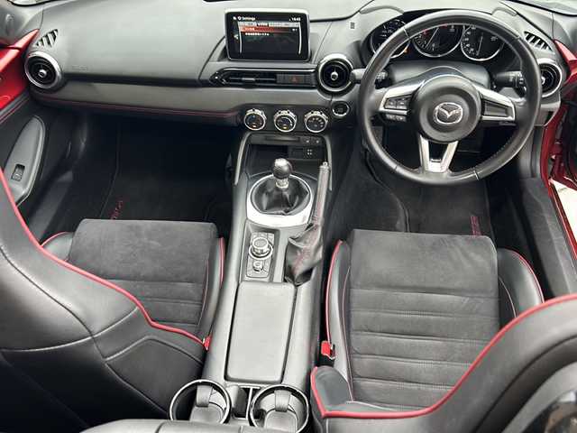 マツダ ロードスター RS 静岡県 2016(平28)年 7.1万km ソウルレッドプレミアムメタリック 純正メモリナビ/・CD/・DVD/・Bluetooth/・USB/・フルセグTV/主要装備/・衝突軽減/・BSM/・バックカメラ/・ETC/・前方ドラレコ/・シートヒーター