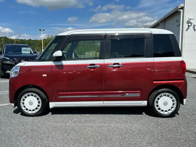ダイハツ ムーヴ キャンバス ストライプス G ターボ 千葉県 2023(令5)年 2.1万km シャイニングホワイトパール/ファイアークォーツレッドメタリック ナビ　全方位カメラ　両側電動スライドドア　ホッとカップホルダー　ＥＴＣ　レーダークルコン　フルセグ　Ｂｔ　USB シートヒーター　スマートキー ＬＥＤライト　オートライト　コーナーセンサー