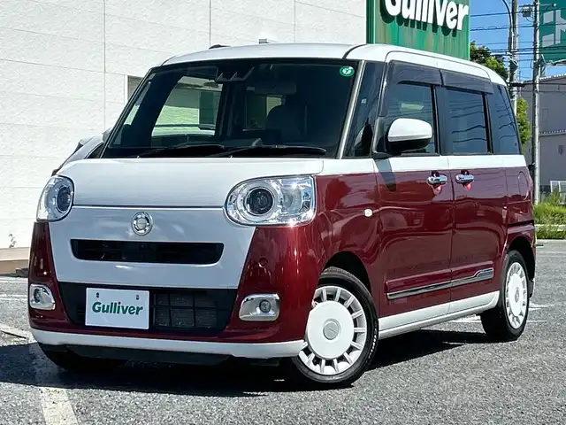 ダイハツ ムーヴ キャンバス ストライプス G ターボ 千葉県 2023(令5)年 2.1万km シャイニングホワイトパール/ファイアークォーツレッドメタリック ナビ　全方位カメラ　両側電動スライドドア　ホッとカップホルダー　ＥＴＣ　レーダークルコン　フルセグ　Ｂｔ　USB シートヒーター　スマートキー ＬＥＤライト　オートライト　コーナーセンサー