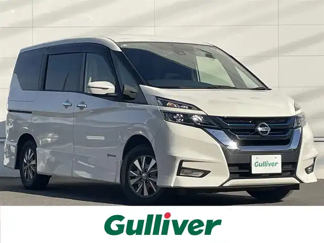 日産 セレナ e－パワー ハイウェイスター V 佐賀県 2018(平30)年 8.9万km ブリリアントホワイトパール エマージェンシーブレーキ/クルーズコントロール/純正SDナビ/・TV/CD/DVD/BT/純正フリップダウンモニター/純正前方ドライブレコーダー/DJ4-D/両側パワースライドドア/ワンタッチパワースライド/ハンズフリーオートスライドドア/前後コーナーセンサー/外付けパーキングサポート/LEDヘッドライト/フォグランプ/オートライト/純正15インチアルミホイール/純正フロアマット/ステアリングスイッチ/革巻きステアリング/プッシュスタート