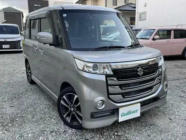 スズキ スペーシア カスタム Z ターボ 福岡県 2017(平29)年 2.8万km スチールシルバーM 純正ナビ/（AM/FM/CD/DVD/USB/AUX/Bluetooth/フルセグTV）/クルーズコントロール/ハンズフリー/アイドリングストップ/レーンキープ/衝突軽減ブレーキ/ETC/ドライブレコーダー前（SD有り）/パドルシフト/オートライト/電格ミラー/純正フロアマット/純正アルミホイール/保証書/取扱説明書/スペアキー×１/プッシュスタート