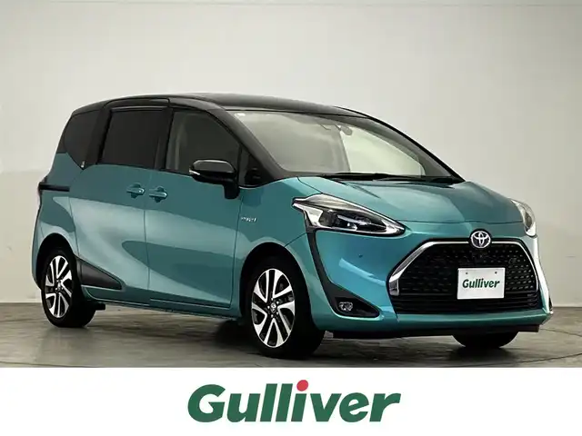 トヨタ シエンタ ハイブリッド G クエロ 滋賀県 2019(平31)年 5.2万km ブラックマイカ/ラディアントグリーンメタリック 2トーン 禁煙車/純正ナビ/CD/DVD/SD/USB/フルセグTV/ETC/クリアランスソナー/全方位カメラ/両側パワースライドドア/プッシュスタート/スマートキー/LEDヘッドライト/オートライト/ハーフレザーシート/トヨタセーフティセンス/純正アルミホイール
