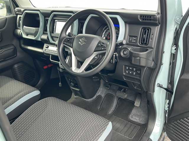 スズキ ハスラー HYBRID G 愛媛県 2024(令6)年 0.5万km オフブルーM 社外SDナビ/バックカメラ/クルーズコントロール追従有/Bluetooth/ドライブレコーダー前方のみ/コーナーセンサー後のみ/純正15インチアルミホイール/オートライト/オートLEDヘッドライト/レーンキープアシスト/スマートキー/スペアキー/保証書/取扱説明書