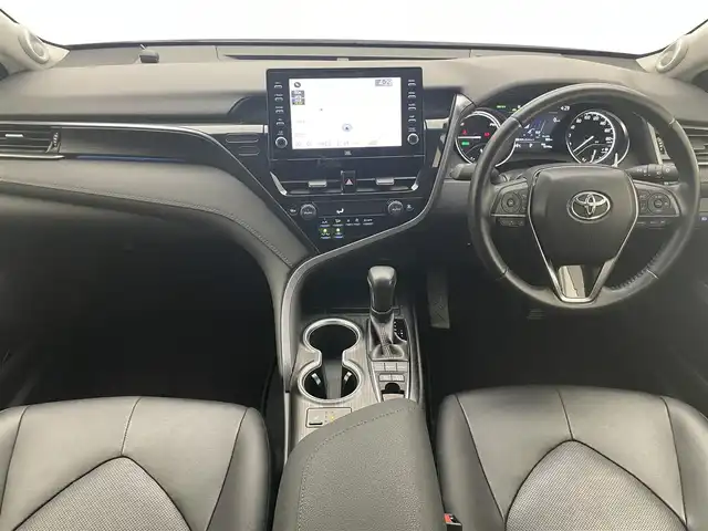 トヨタ カムリ G レザーパッケージ 愛知県 2021(令3)年 1.6万km プラチナホワイトパールマイカ メーカーナビ　純正９イ型DA　全方位カメラ　フルセグTV　パノラマムーンルーフ　モデリスタ　BSM　HUD　JBLサウンド　黒革シート　追従クルコン　ETC2.0　LEDオートライト　フォグ　衝突軽減　車線逸脱　禁煙車