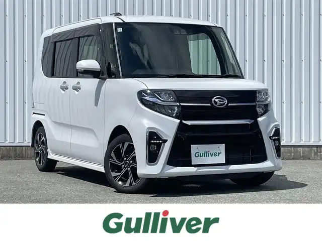 ダイハツ タント カスタム X 福岡県 2021(令3)年 1.9万km シャイニングホワイトパール スマートアシスト/衝突軽減/クリアランスソナー/社外ナビ（ＡＶＮ－Ｒ９Ｗ）/フルセグTV/CD/DVD/BT/バックカメラ/両側パワースライドドア/前席シートヒーター/ＬＥＤオートライト/フォグランプ/純正１４ＡＷ