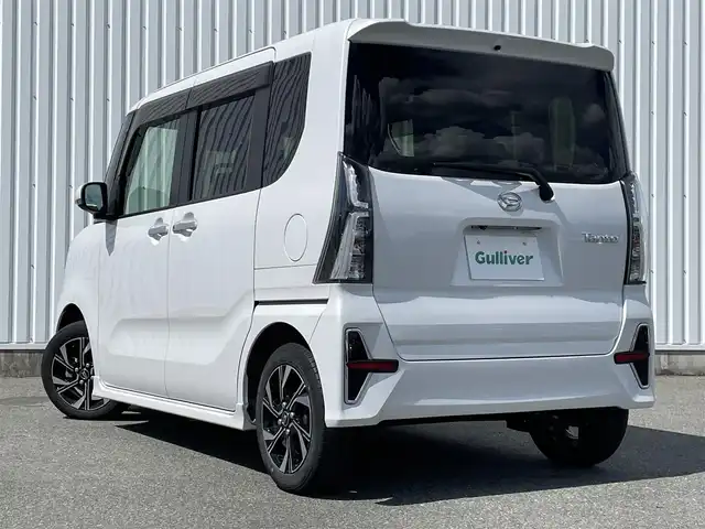 ダイハツ タント カスタム X 福岡県 2021(令3)年 1.9万km シャイニングホワイトパール スマートアシスト/衝突軽減/クリアランスソナー/社外ナビ（ＡＶＮ－Ｒ９Ｗ）/フルセグTV/CD/DVD/BT/バックカメラ/両側パワースライドドア/前席シートヒーター/ＬＥＤオートライト/フォグランプ/純正１４ＡＷ