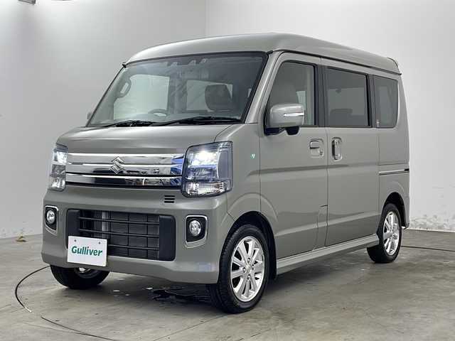 スズキ エブリィ ワゴン PZターボ 千葉県 2024(令6)年 0.4万km モスグレーメタリック ・社外９インチフローティングナビ/・CD/DVD/BT/SD/フルセグTV/・バックカメラ/・デュアルカメラブレーキサポート/・後退時ブレーキサポート/・誤発信発進抑制機能/・ふらつき警報/・先行車発進お知らせ機能/・コーナーセンサー/・車線逸脱警報システム/・横滑り防止装置/・アイドリングストップ/・オートマチックハイビーム/・片側パワースライドドア/・ステアリングリモコン/・純正フロアマット/・ヘッドライトレベライザー/・電動格納ミラー/・LEDオートライト/・フォグランプ/・ETC/・ルームミラー一体型前後ドライブレコーダー/・スマートキー/・プッシュスタート