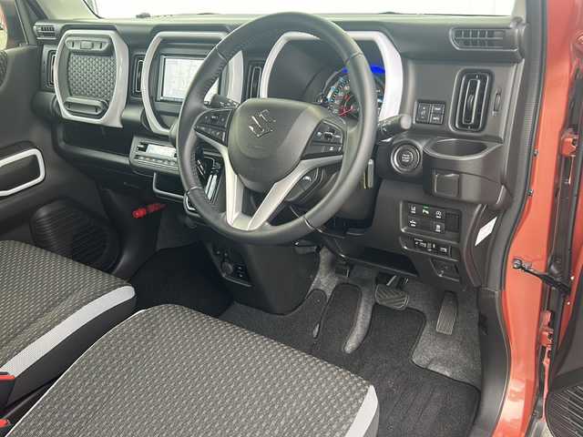 スズキ ハスラー HYBRID X 愛媛県 2024(令6)年 1.3万km コーラルオレンジメタリック/ソフトベージュメタリック 社外SDナビ/クルーズコントロール追従有/バックカメラ/ドライブレコーダー前のみ/純正15インチAW/社外フロアマット/コーナーセンサー/オートライト/オートLEDヘッドライト/前席シートヒーター/Bluetooth/スマートキー/スペアキー/保証書/取扱説明書